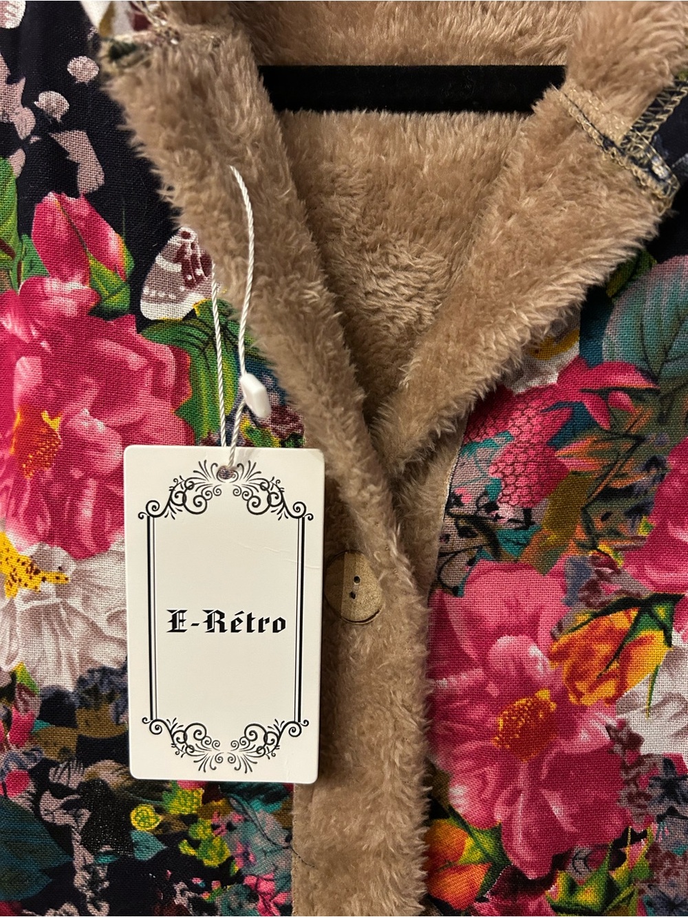 NWT E-Rétro Floral Lined Hooded Lightweight Jacket - Large - Picture 4 of 5